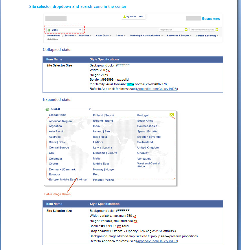 Style guide for Global Resources intranet site redesign