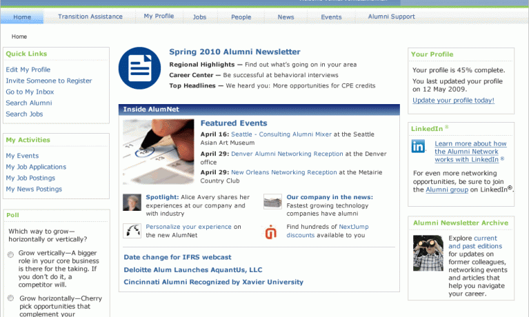 Alumni network website